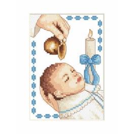 S 4925-02 Kreuzstichvorlage für Smartphone - Karte - Taufe eines Jungen