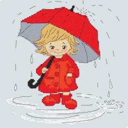 S 10411 Kreuzstichvorlage für Smartphone - Mädchen mit Regenschirm