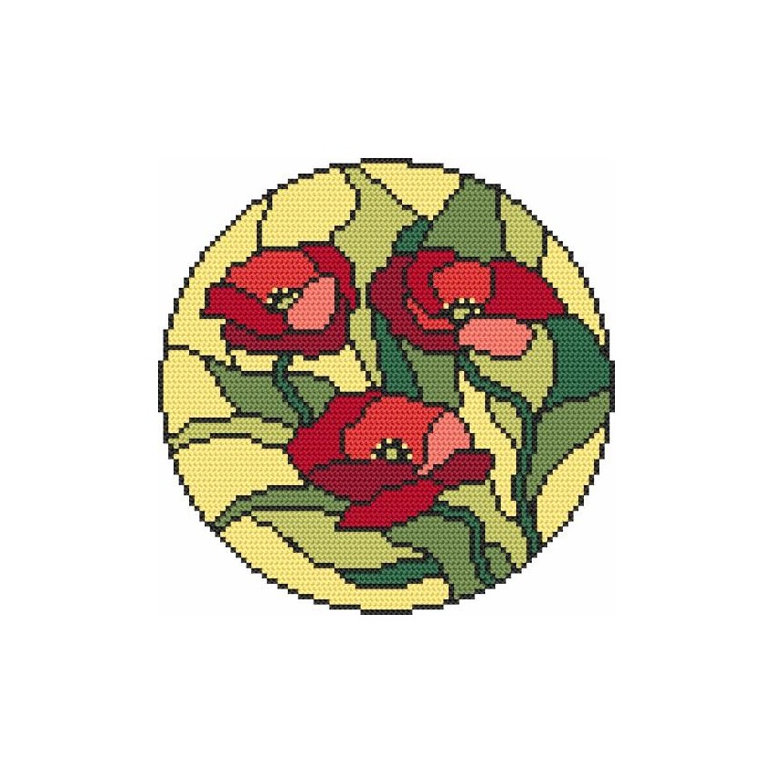 Kreuzstichmuster für Smartphone - Mosaikmalerei - Mohnblumen