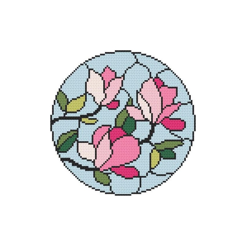 Kreuzstichmuster für Smartphone - Mosaikmalerei - Magnolie